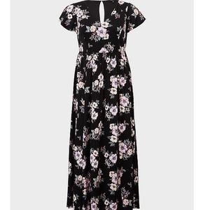 Torrid Black Floral Challis Maxi Dress